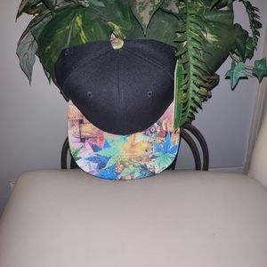 Unisex flat brim hat colorful leaves